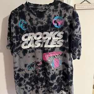 Crooks & Castles Tie-Dye T-Shirt - Black and Pink